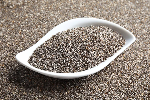 Bowl Chia Seeds Grains Closeup — Stock Photo, Image