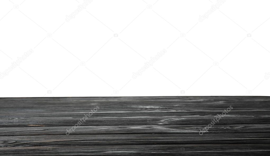 Empty wooden table surface on white background. Mockup for design