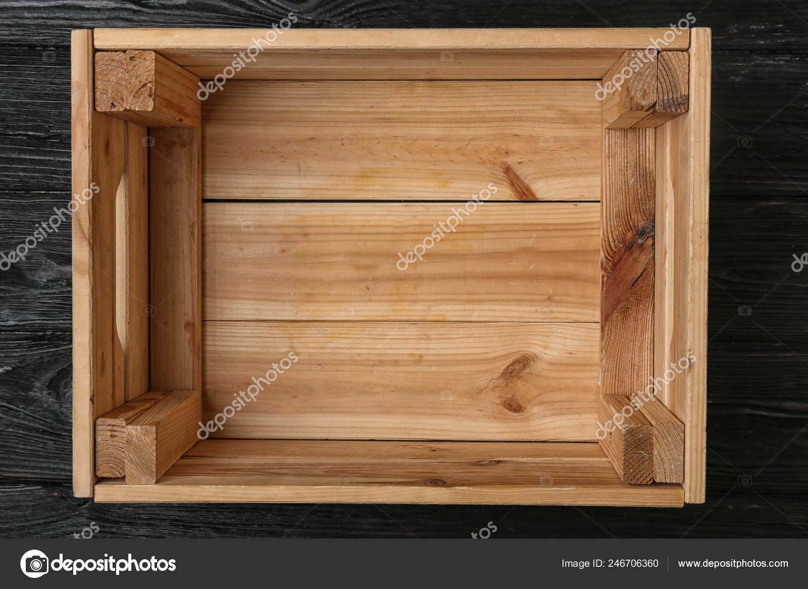Empty Wooden Crate Dark Background Top View — Stock Photo © NewAfrica  #246706360, image size:1600x1167