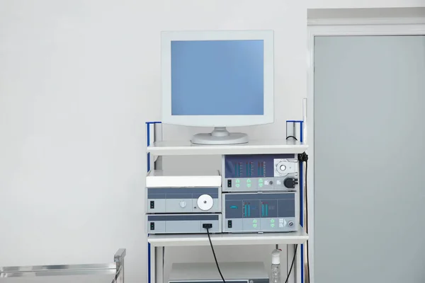 Modern Endoszkóp Diagnosztikai Szobában Hely Szöveg — Stock Fotó