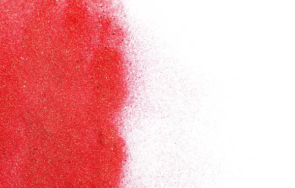 Merah Glitter Latar Belakang Putih Tilikan Atas — Stok Foto