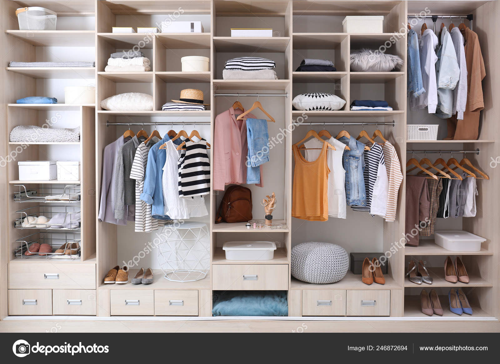 Stylish Clothes Shoes Home Stuff Large Wardrobe Closet Stock Photo