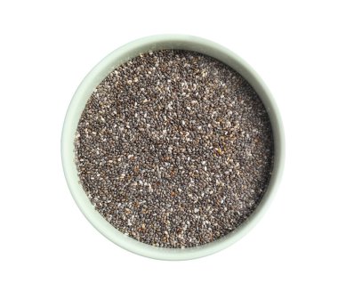 Beyaz, en iyi görünüm izole chia tohum ile kase