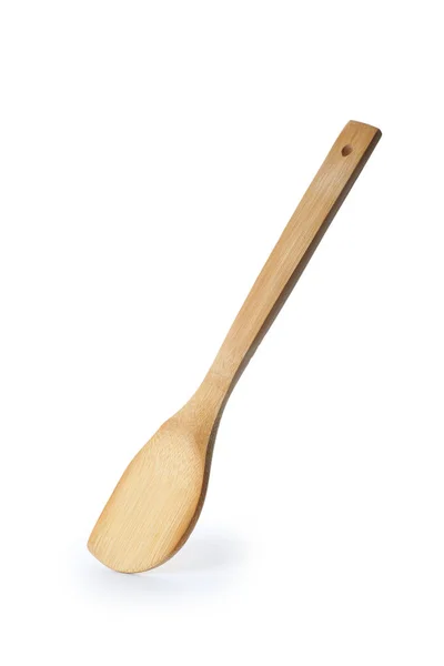 Bambusspachtel Auf Weißem Hintergrund Küchenutensilien — Stockfoto