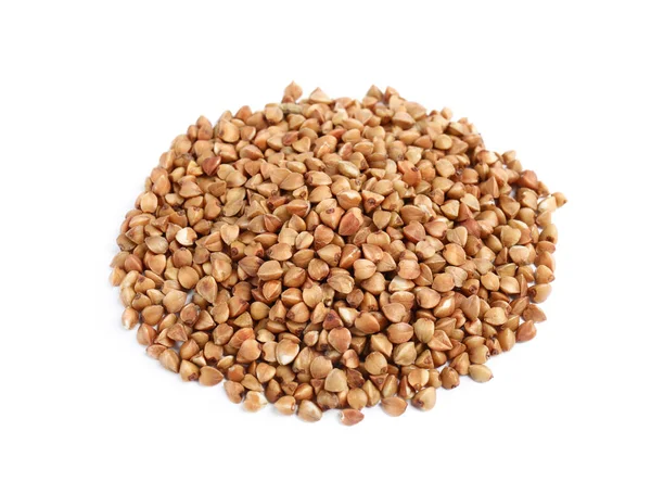 Uncooked Buckwheat White Background Healthy Diet — Stock Photo, Image