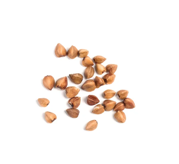Uncooked Buckwheat White Background Top View — Stock Photo, Image