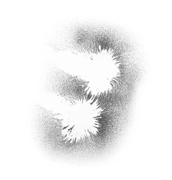 Σκόνη Σιδήρου Δείχνει Μαγνητικό Γραμμές Άσπρο Φόντο Top View — Φωτογραφία Αρχείου
