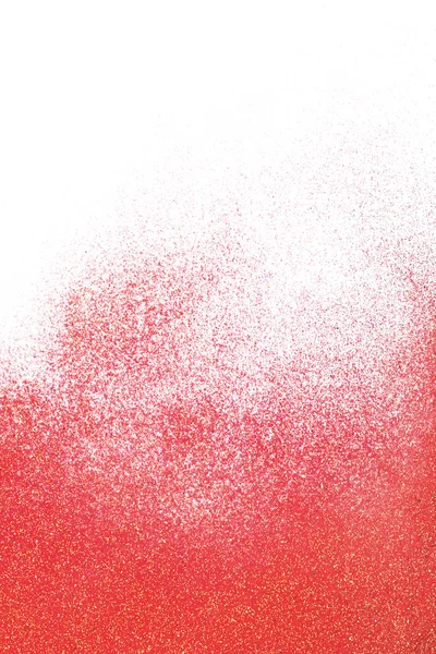 Merah Glitter Latar Belakang Putih Tilikan Atas — Stok Foto