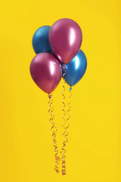 Bande Ballons Lumineux Sur Fond Couleur — Photo