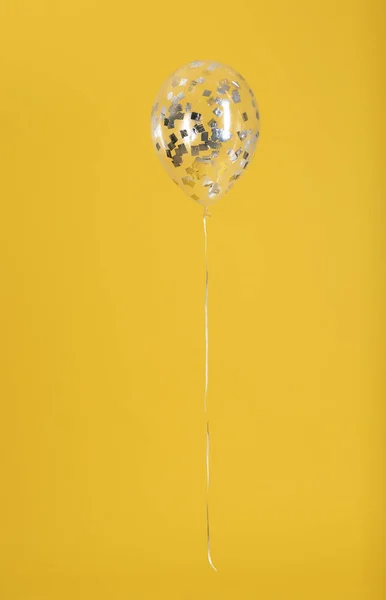 Balão Com Brilhos Fundo Cor Espaço Para Texto — Fotografia de Stock