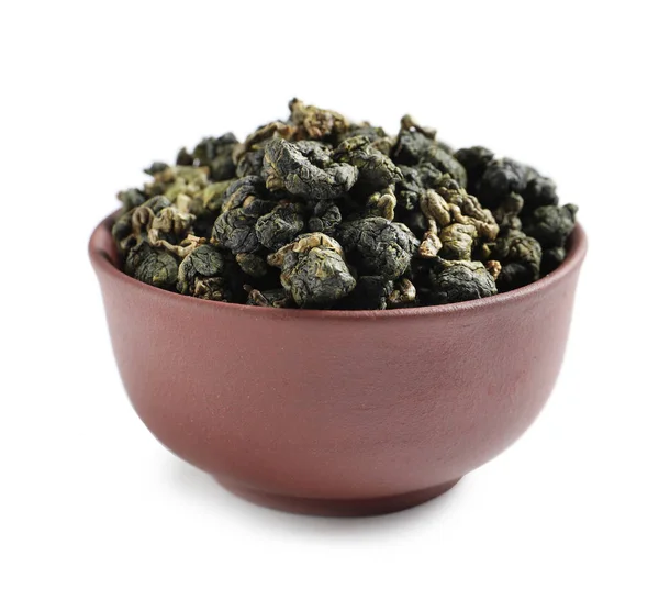 Bowl Ali Shan Oolong Tea White Background Royalty Free Stock Images