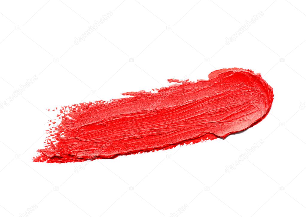 Stroke of lipstick on white background, top view