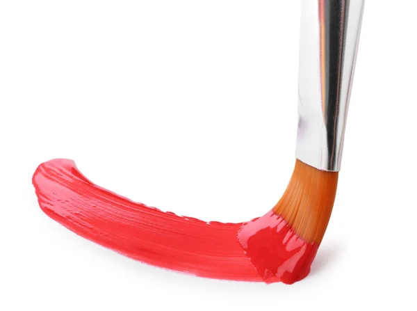 Escova Com Tinta Colorida Traço Fundo Branco — Fotografia de Stock
