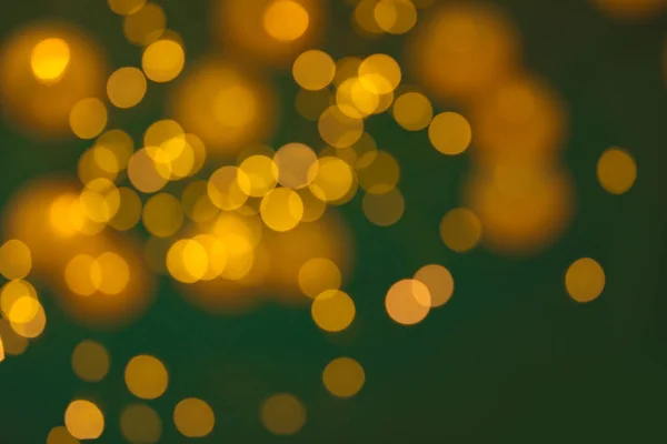 Wazig Zicht Gouden Lichten Donkere Achtergrond Bokeh Effect — Stockfoto