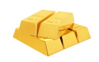 Beyaz arka plan üzerinde değerli parlak altın bar