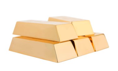 Beyaz arka plan üzerinde değerli parlak altın bar