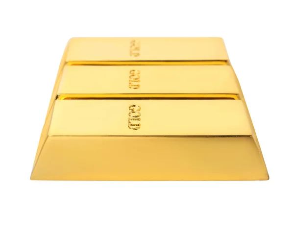 Precious Shiny Gold Bars White Background — Stock Photo, Image