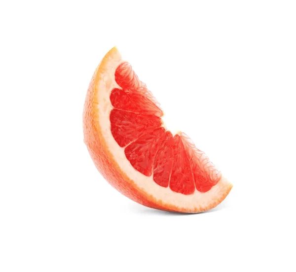 Szelet Érett Lédús Grapefruit Fehér Háttér — Stock Fotó