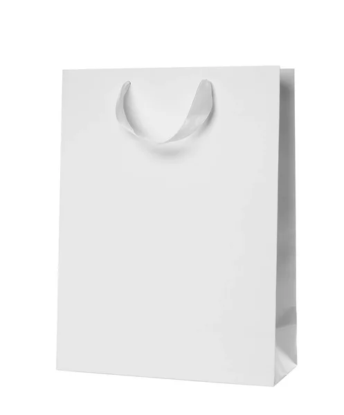 Saco de compras de papel isolado em branco. Mock up para o projeto — Fotografia de Stock