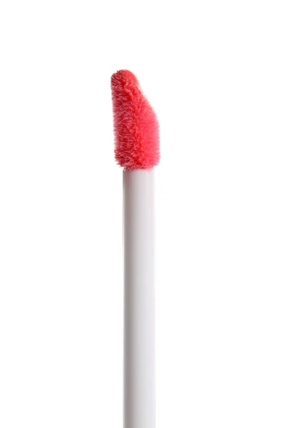 Aplicador con lápiz labial líquido aislado en blanco — Foto de Stock
