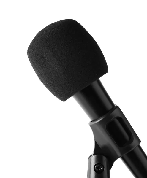 Mikrofon auf weißem Hintergrund. professionelle Audioausrüstung — Stockfoto