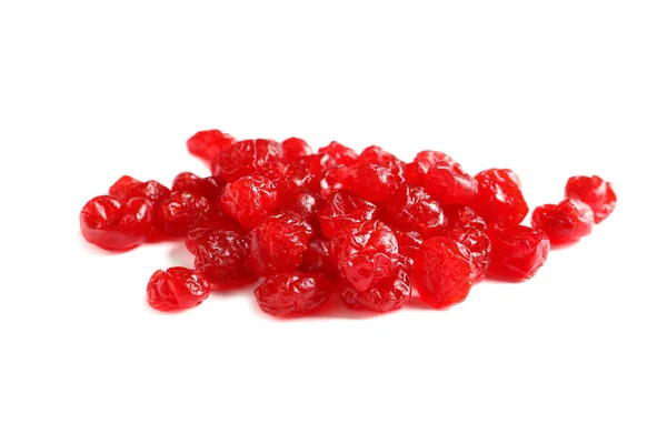 Cerejas saborosas no fundo branco. Frutos secos como alimento saudável — Fotografia de Stock