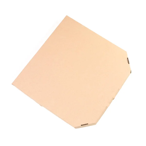 Kartong pizza boxen på vit bakgrund, ovanifrån. Mockup för design — Stockfoto