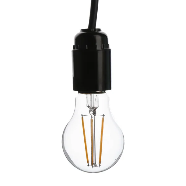 Závěsné světlo žárovka na bílém pozadí. Moderní lampa — Stock fotografie