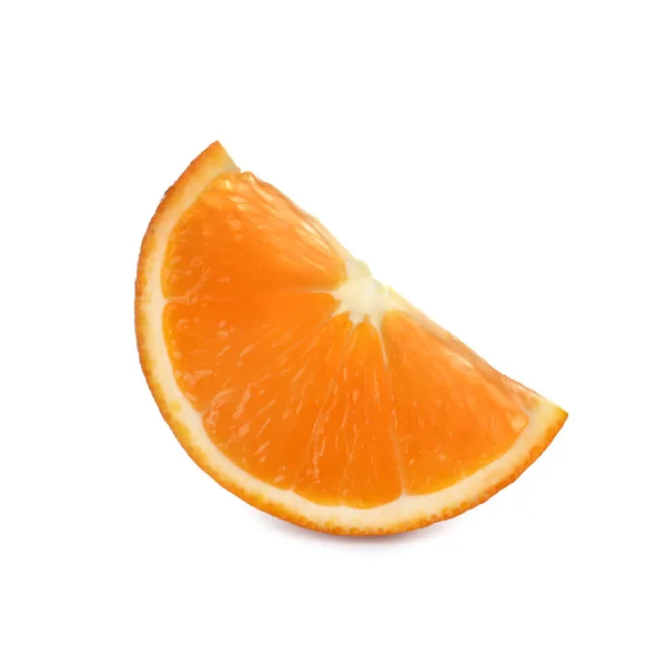 Φέτα ώριμο πορτοκάλι που απομονώνονται σε λευκό — Φωτογραφία Αρχείου