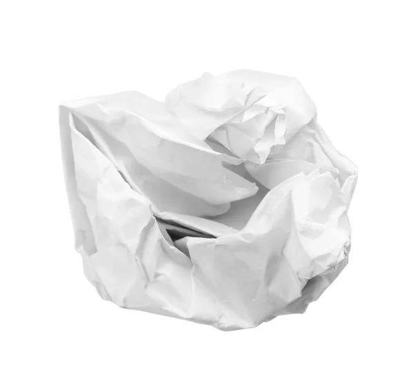 Folha de papel amassada sobre fundo branco — Fotografia de Stock