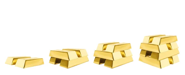Set glänzender Goldbarren auf weißem Hintergrund — Stockfoto