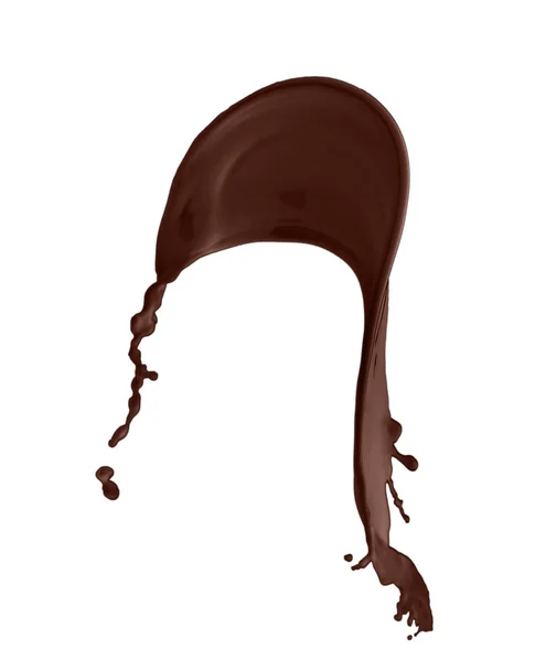 Splash de delicioso leite de chocolate doce no fundo branco — Fotografia de Stock