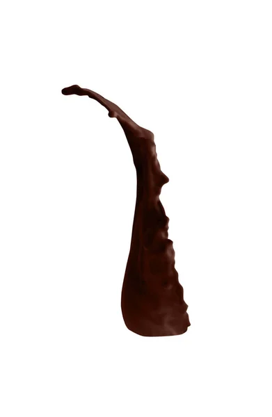 Splash de delicioso leite de chocolate doce no fundo branco — Fotografia de Stock