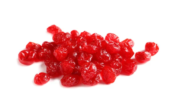 Sabrosas cerezas sobre fondo blanco. Frutas secas como alimento saludable —  Fotos de Stock