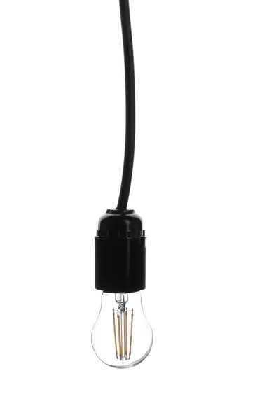 흰색 바탕에 백열 전구를 걸려. 현대 램프 — 스톡 사진