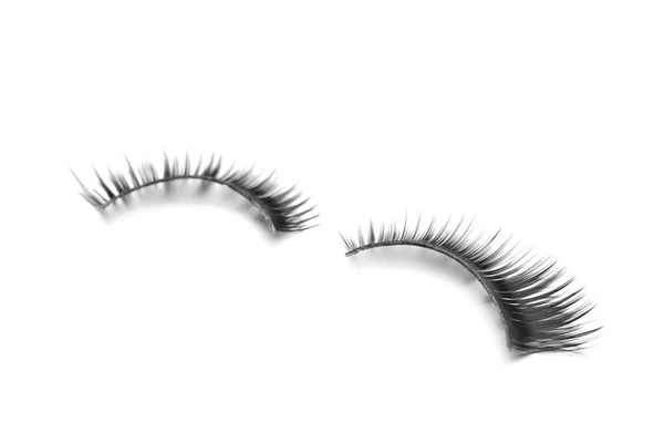 Beautiful pair of false eyelashes on white background — Stock Photo, Image