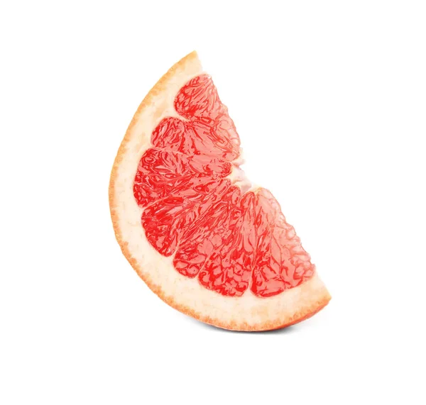 Scheibe reife saftige Grapefruit auf weißem Hintergrund — Stockfoto