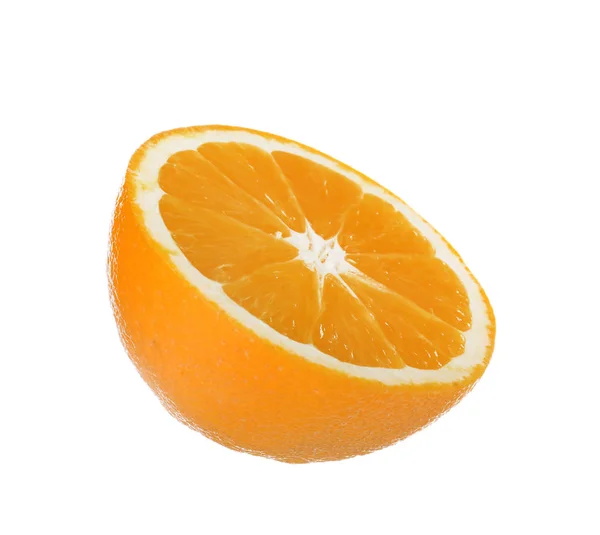 Metade de laranja madura isolada em branco — Fotografia de Stock