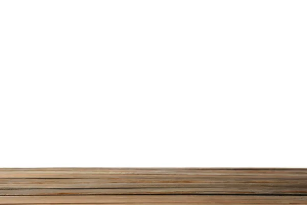 Prázdné dřevěný povrch proti Bílému pozadí. Maketa pro design — Stock fotografie