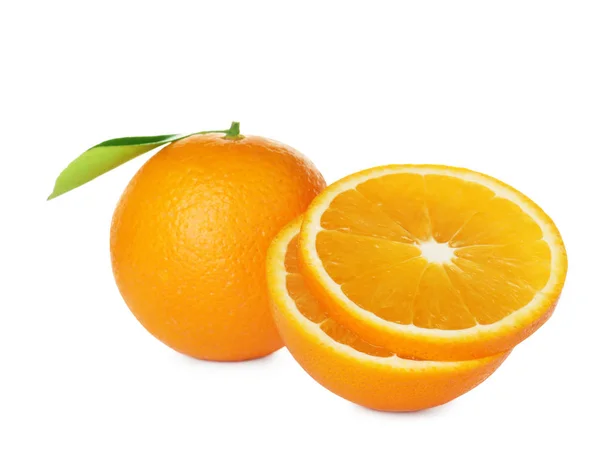 Fresh ripe oranges isolated on white. Citrus fruit — Stock Photo, Image