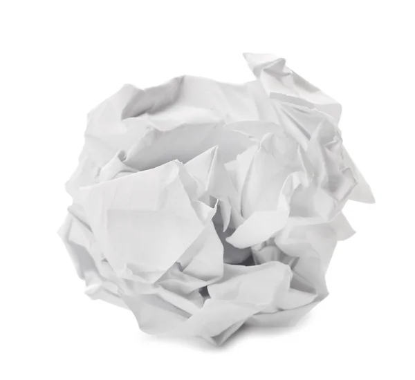 Zgnieciony arkusz papieru na białym tle — Zdjęcie stockowe