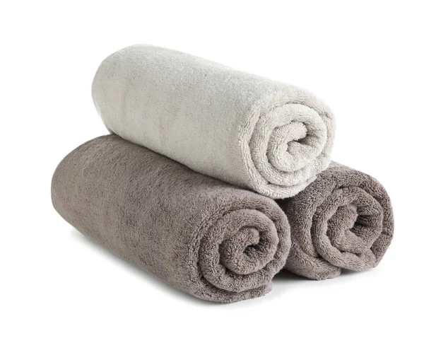 Fresh soft rolled towels isolated on white — Stock Photo, Image
