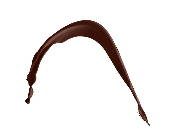 Salpicadura de deliciosa leche de chocolate dulce sobre fondo blanco — Foto de Stock