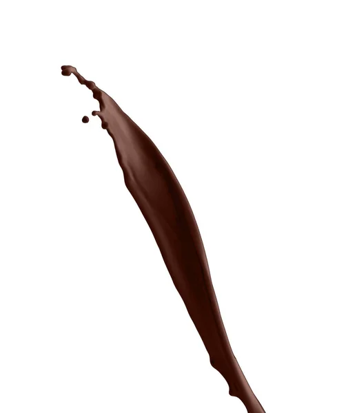 在白色背景上的美味甜巧克力牛奶的飞溅 — 图库照片
