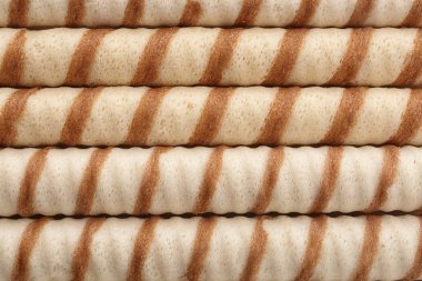 Lezzetli gofret arka plan olarak, üstten görünüm sopa rulo. Çıtır gıda