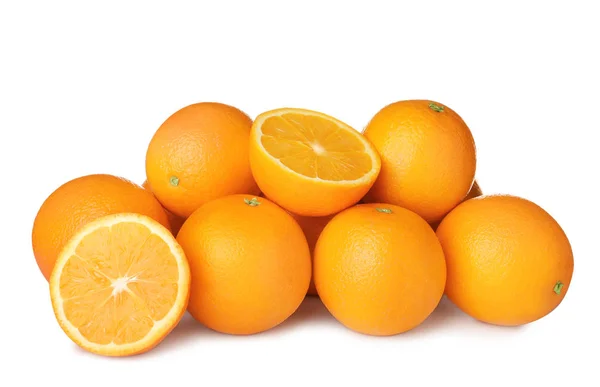 Pile of ripe oranges isolated on white — Stock Photo, Image