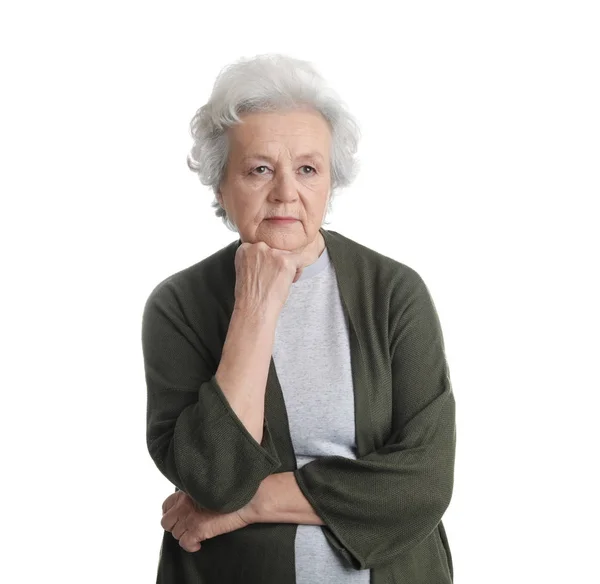 Портрет зрелой женщины, изолированный на белом — стоковое фото