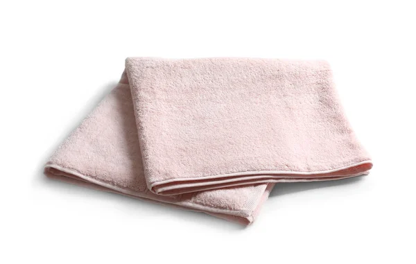 Διπλωμένη πετσέτα terry μαλακό σε λευκό φόντο — Φωτογραφία Αρχείου