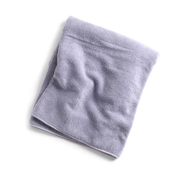 Soft folded towel isolated on white, top view — Stock Photo, Image