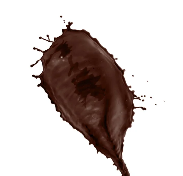 Spritzer süße Schokoladenmilch auf weißem Hintergrund — Stockfoto